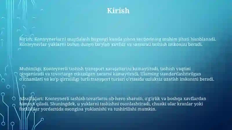 Yuklarni Konteynerlarda Tashish Ahamiyati 2