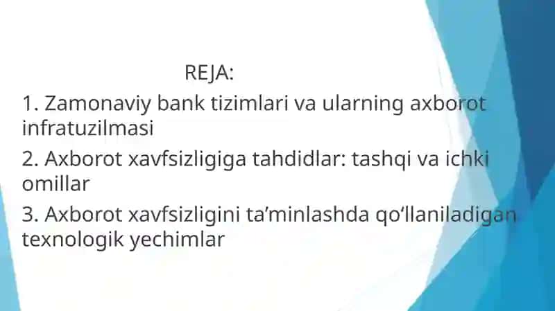 BANK SOHASIDA KOMPYUTER TIZIMI AXBOROT XAVFSIZLIGINI TAMINLASH 2