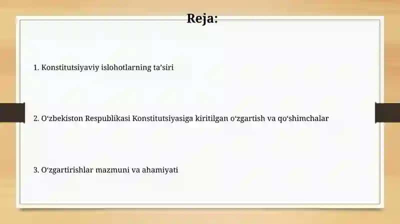 O’zbekiston Respublikasi Konstitutsiyasiga kiritilgan o’zgartishlar 2