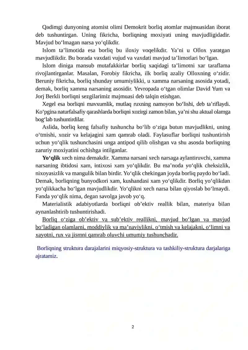 Borliq (ontologiya) va rivojlanish falsafasi 2