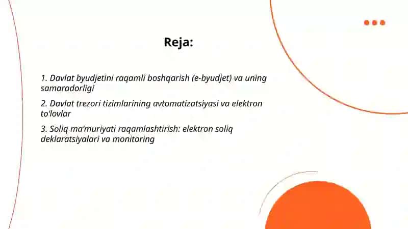 Davlat moliyasini raqamlashtirish va zamonaviy texnologiyalar 2