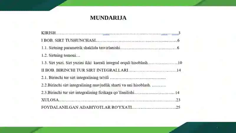 Sirt tomoni(sirtlarnioriyentirlash) tushunchasi va sirtyuzi 2