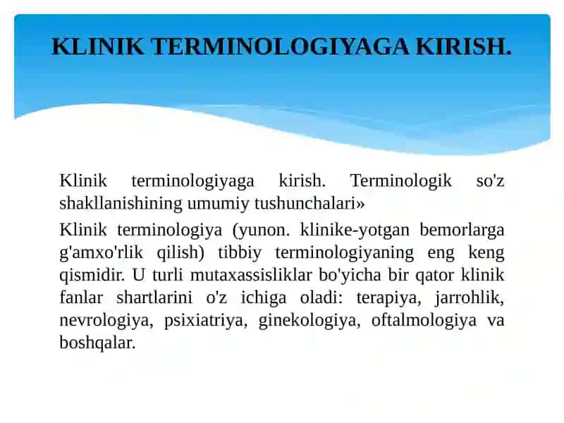 KLINIK TERMINOLOGIYAGA KIRISH.KLINIK ATAMLAR YASASH USULLARI.SUFFIKSATSIYA 2