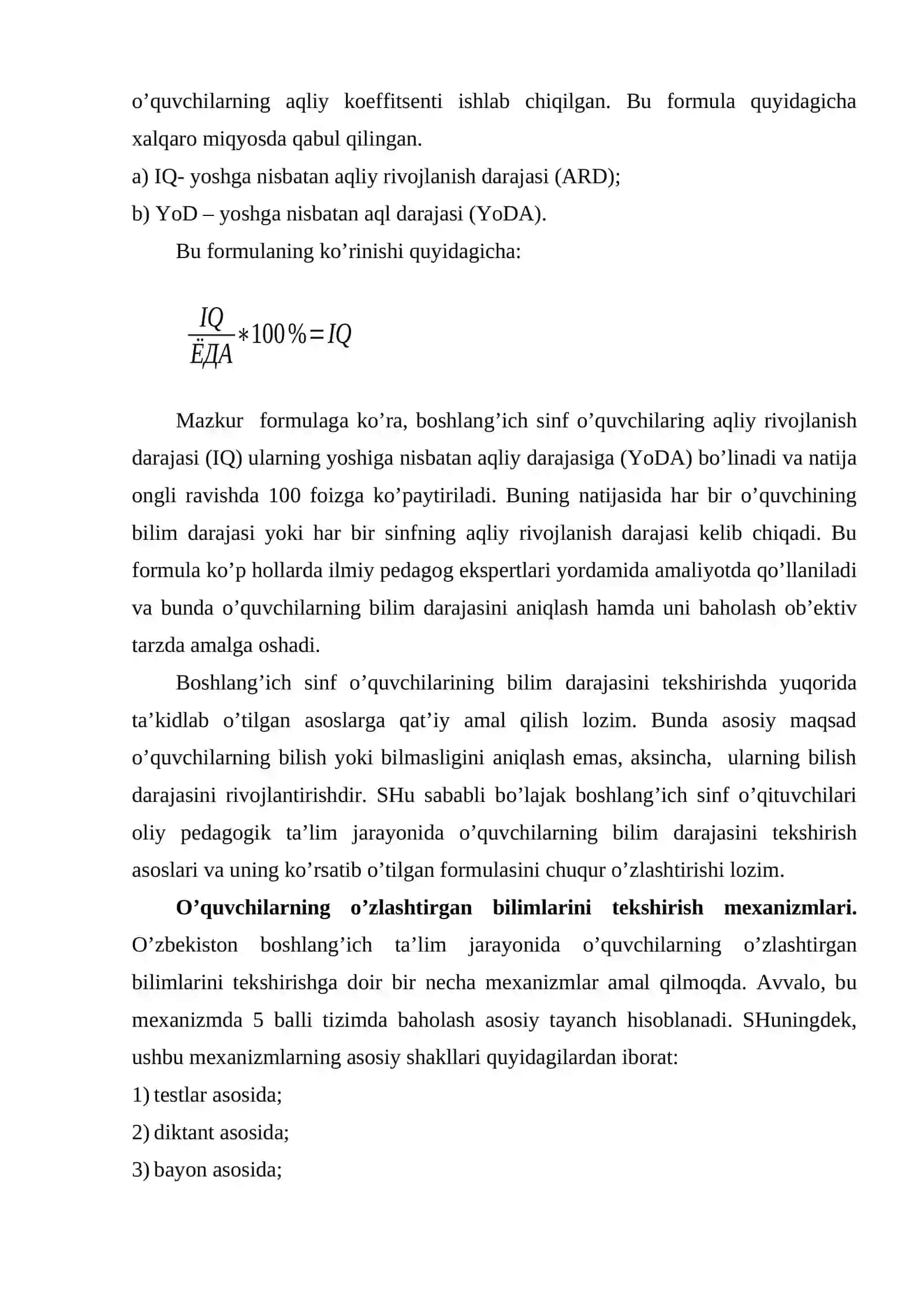 O’quvchilarning o’zlashtirgan bilim natijalarini tekshirish va baholash 2