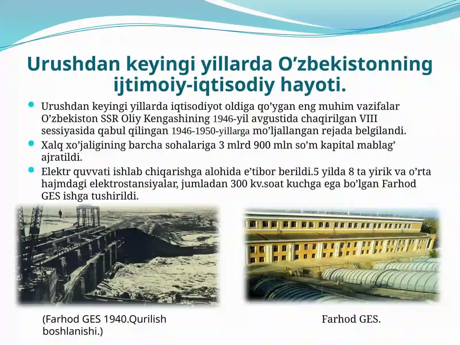 O’zbekistonda XX asrning 40-yillarining ikkinchi yarmi va 60-yillarning boshidagi ijtimoiy-iqtisodiy hayoti 2