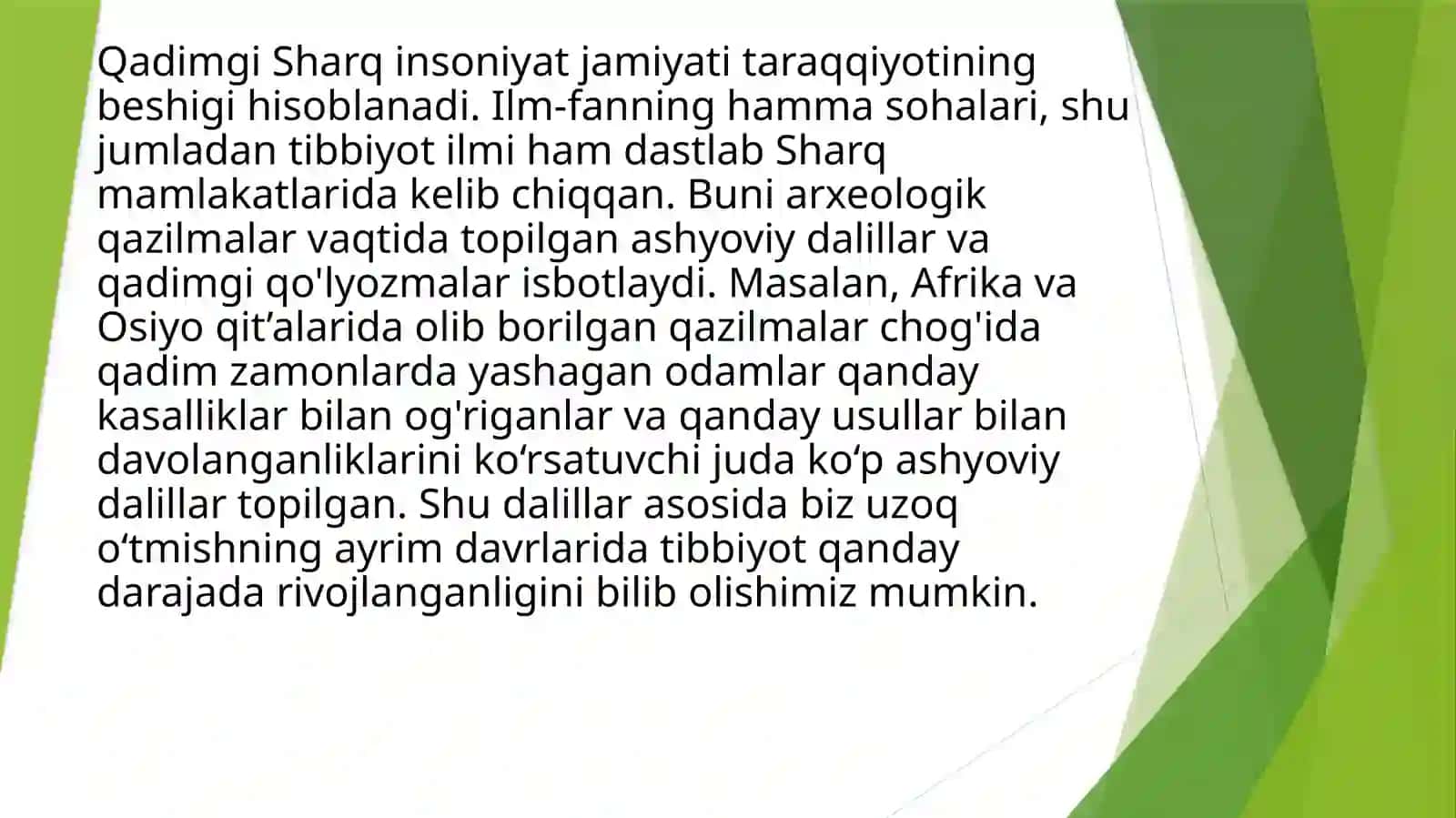 QADIMGI SHARQ MAMLAKATLARIDA DAVOLASH USULLARI 2