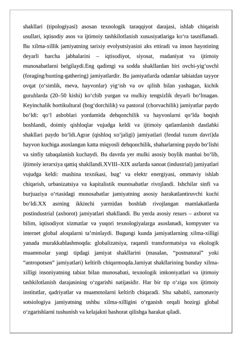 Jamiyat mavjud bo‘lishi shakllarining xilma-xilligi 2