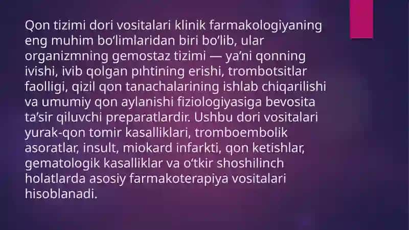 Qon tizimiga tasir etuvchi vositalar 2