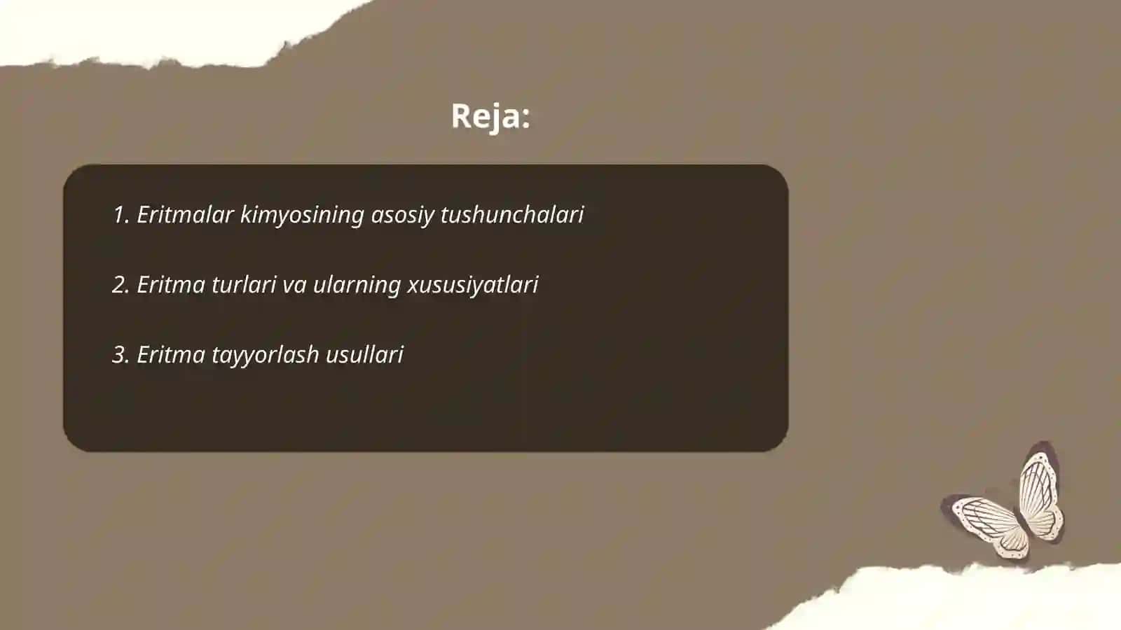 Eritmalar kimyosi. Aniq konentrasiyali (foiz, normal va molyar) eritmalar tayyorlash 2