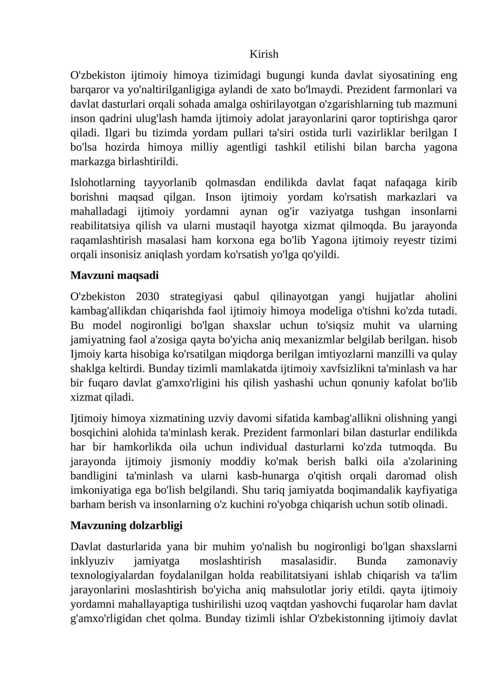 Ijtimoiy yordam tizmida pirzdet farmonlari davlat dasturlari 2