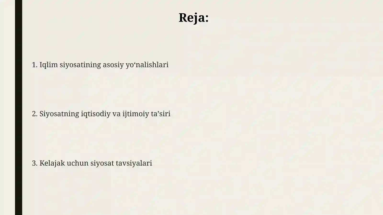 Iqlim siyosatining asosiy yoʻnalishlari 2