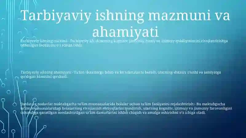 Talim Tarbiya Ishlarini Rejalashtirish. Bolalarga Davlat Va Nodavlat Maktabgacha Tashkilotlarida Talim Tarbiya Berish 2