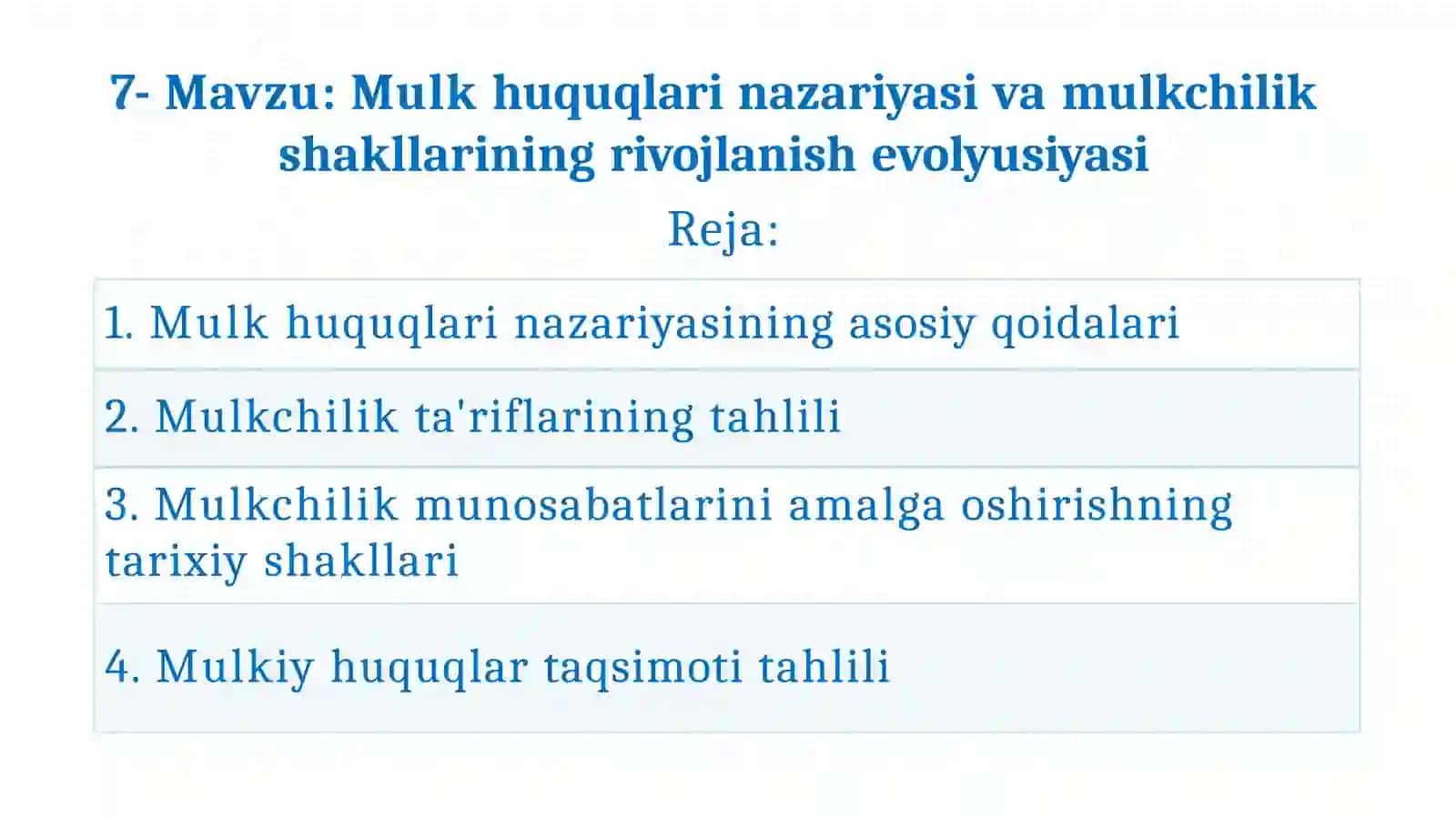 Mulk huquqlarinazariyasivamulkchilikshakllariningrivojlanishevolyusiyasi 2
