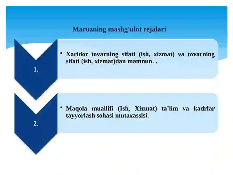 Asosiy savdo jarayonlarini hisobga olish tartibi. 2