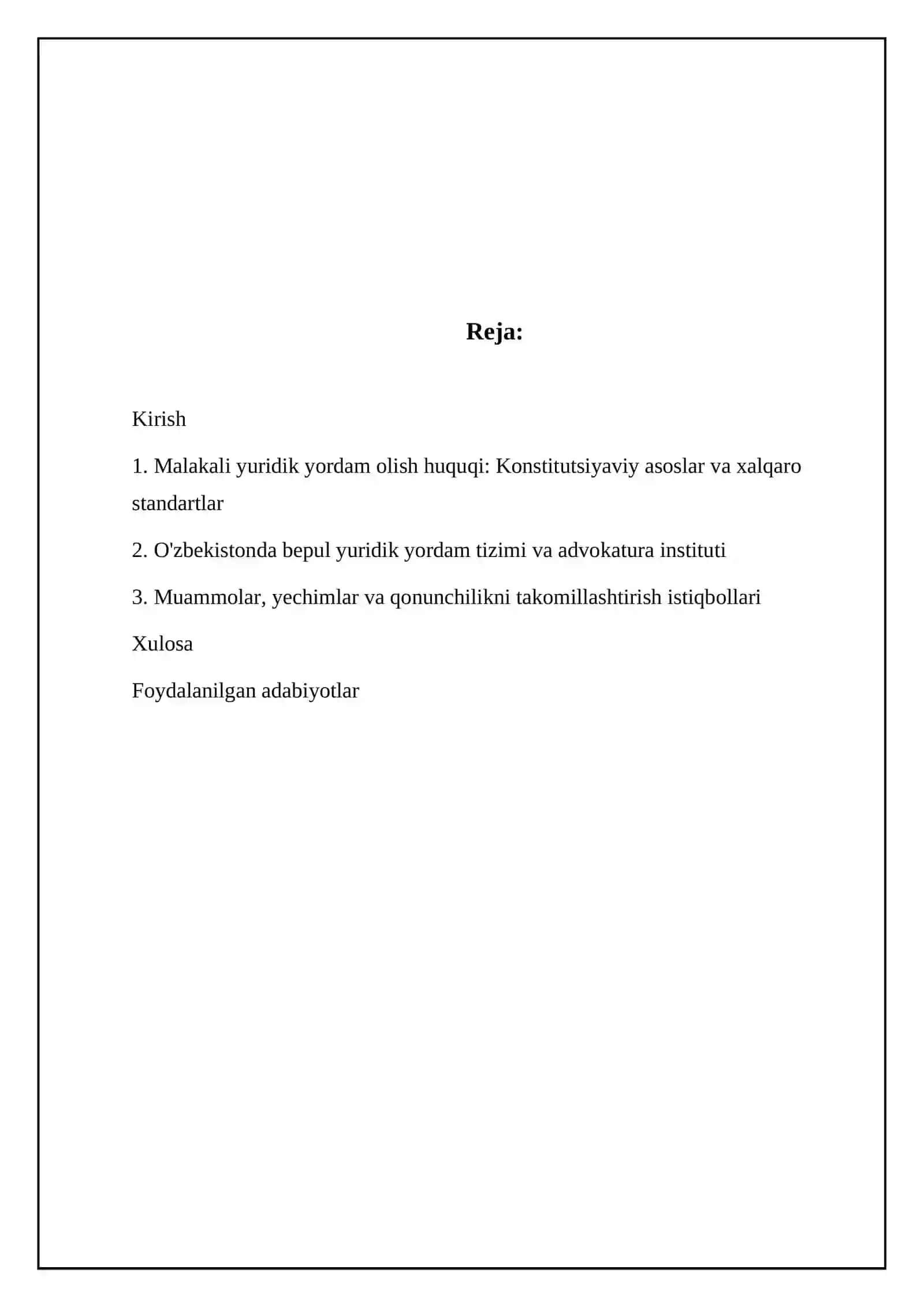 Malakali yuridik yordam olish huquqi: Konstitutsiyaviy asoslar va xalqaro standartlar 2