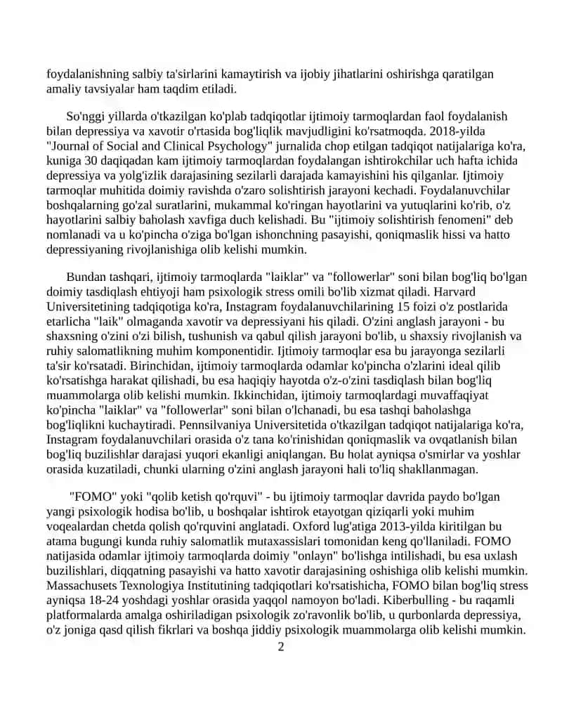 IJTIMOIY TARMOQLARNING RUHIY SALOMATLIKKA TA'SIRI 2