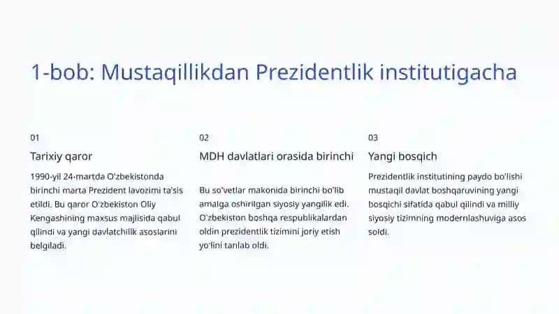 Prezidentlik instituti shakllanishi: O'zbekiston misolida 2