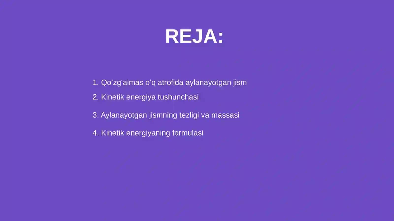Qoʻzgʻalmas oʻq atrofida aylanayotgan qattiq jism kinetik energiyasi 2