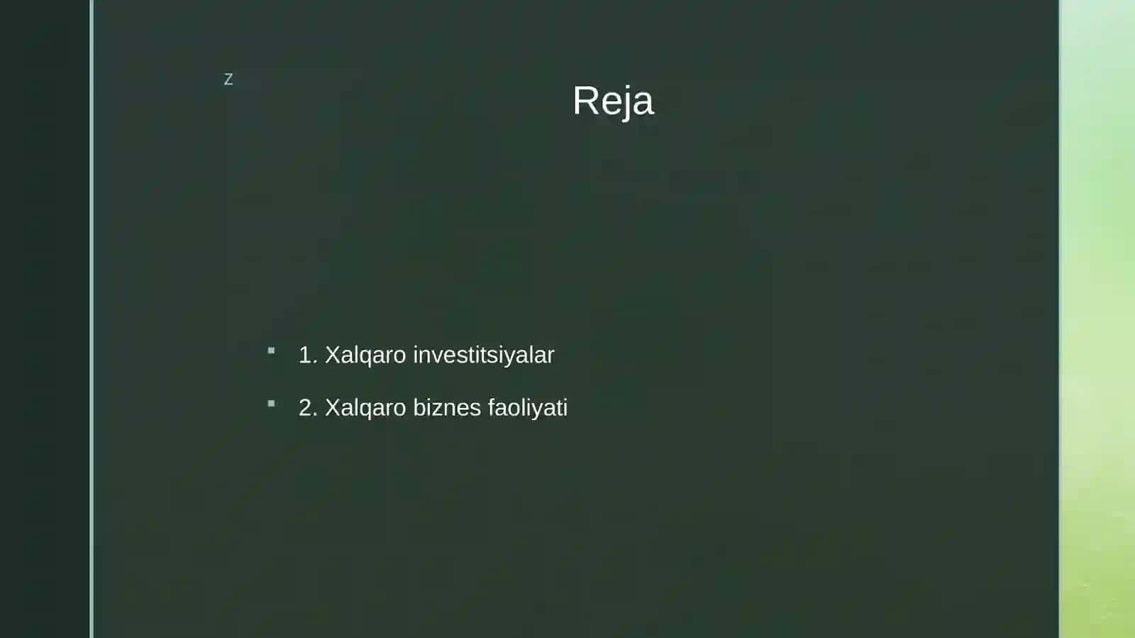 Xalqaro biznes faoliyatida xorijiy vatoʻgʻri dantogriinvestitsiyalarni roli 2