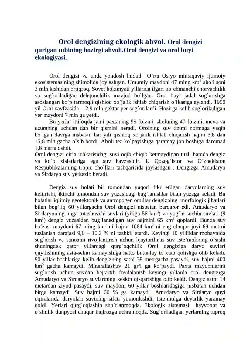 Orol dengizi va orol buyi ekologiyasi 2