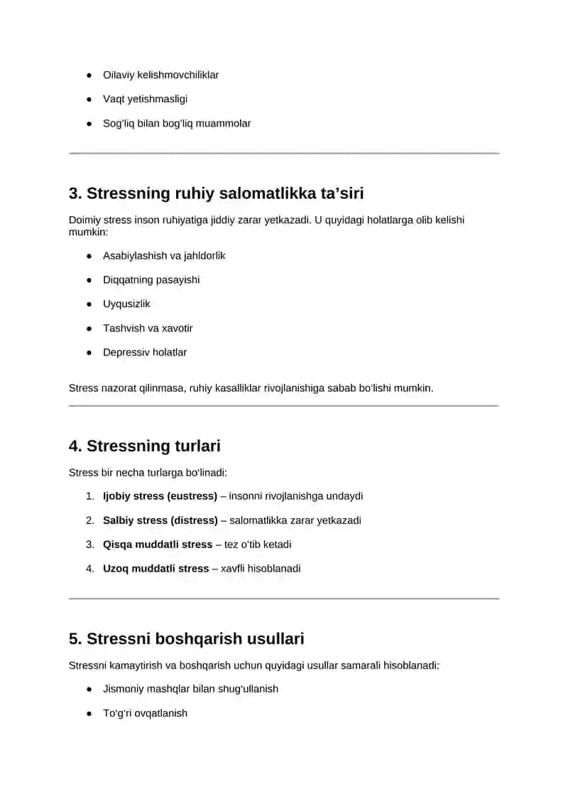Stress va ruhiy salomatlik 2