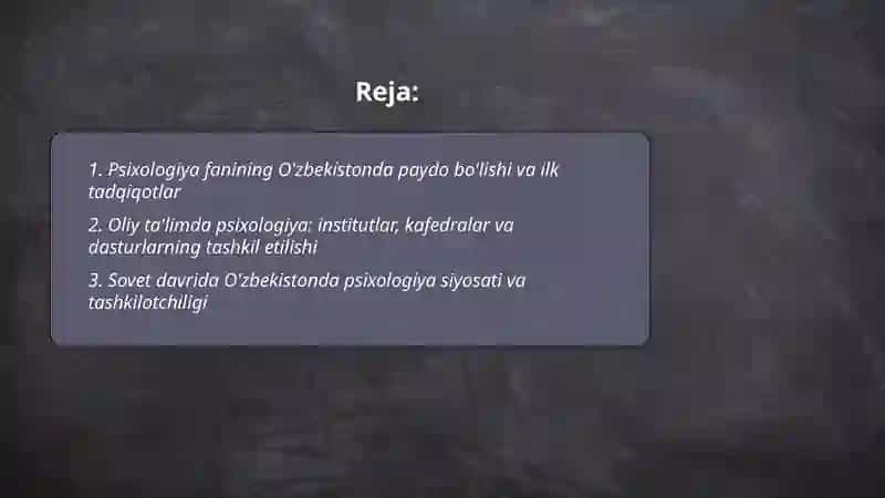 O'zbekistonda psixologiya fanining rivojlanish tarixi 2