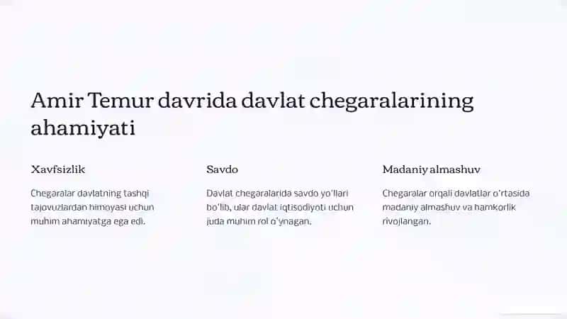 Amir Temurning davlat chegaralarini mustahkamlashi 2
