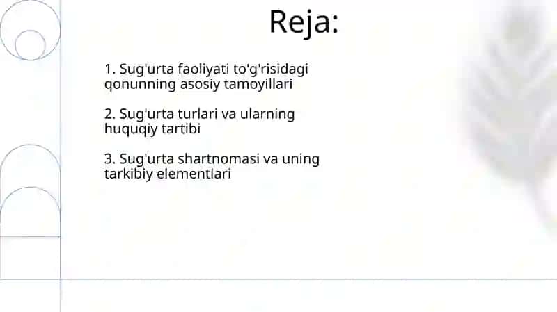 Sug'urta faoliyati to'g'risidagi qonun moddalarining tavsifi 2