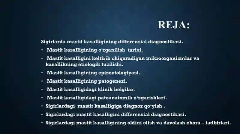 Mastit kasalligining Differensial Diagnostikasi 2