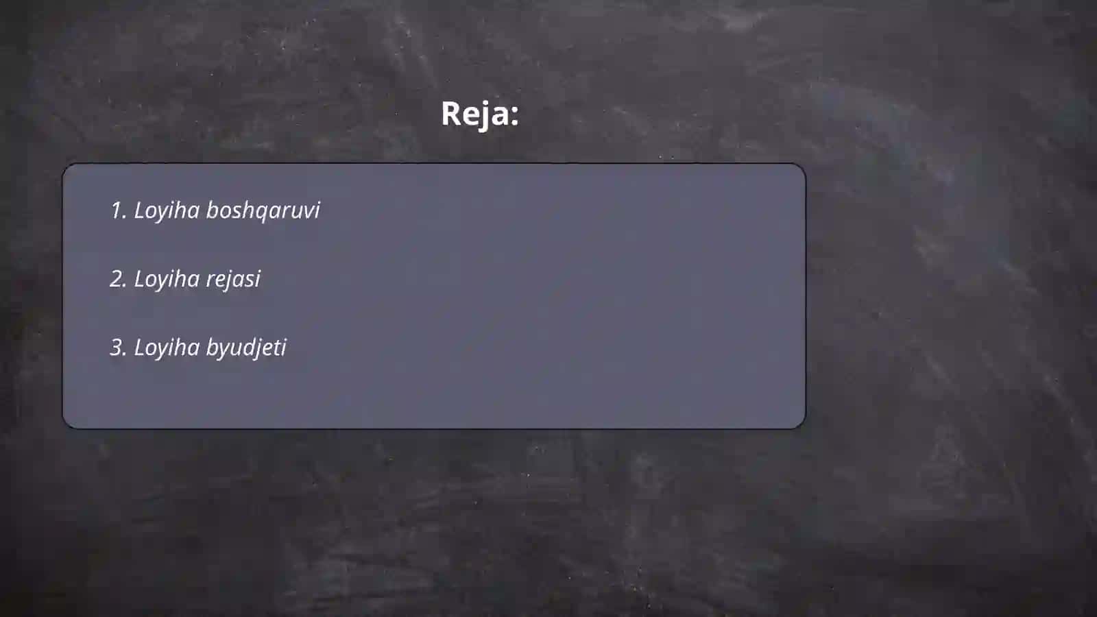 Loyiha boshqaruvi 2