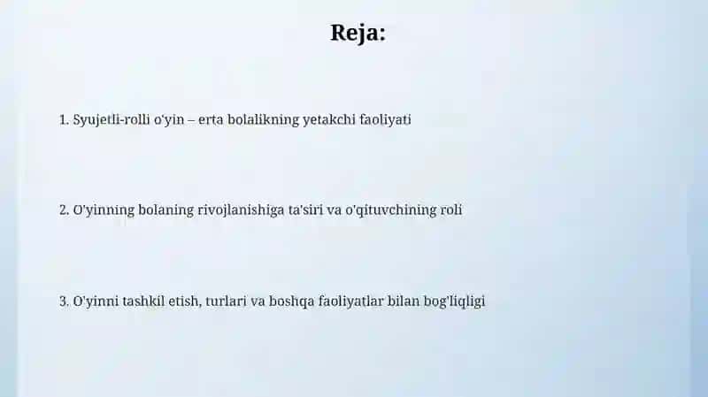 Syujetli-rolli o'yin 2