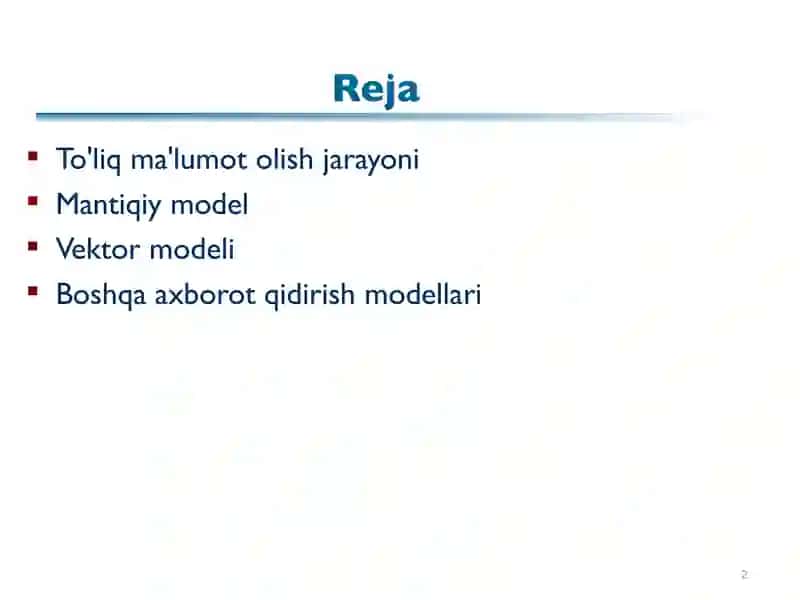 Axborot qidirish modellari 2