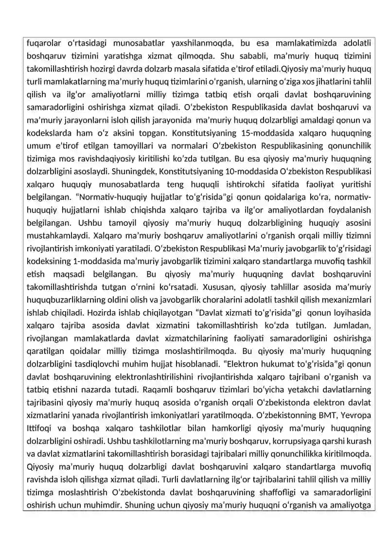 Umumiy ma’muriy huquq tizimi.  Qiyosiy ma’muriy huquq 2