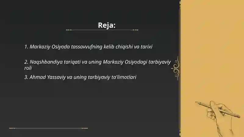 Markaziy Osiyoda tassavvuf, va uning tarbiyaviy jihatlari. 2