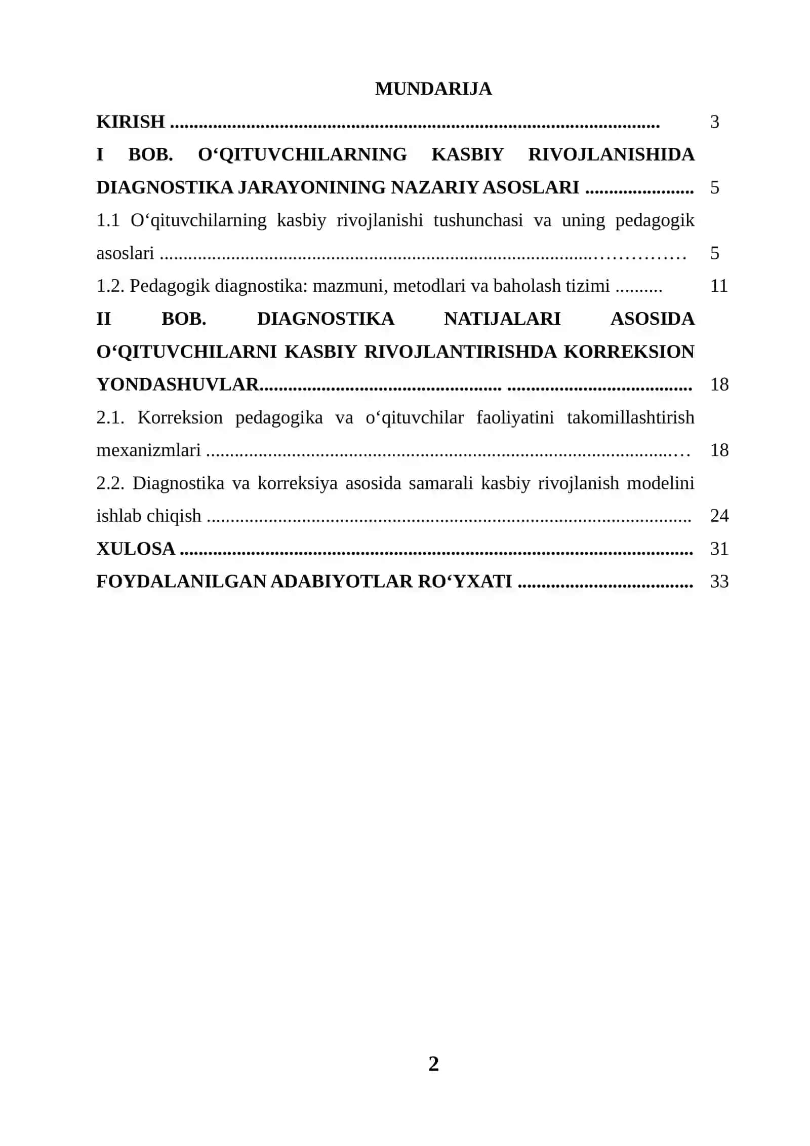 Diagnostika va korreksiya asosida o'qituvchilarni kasbiy rivojlantirish 2