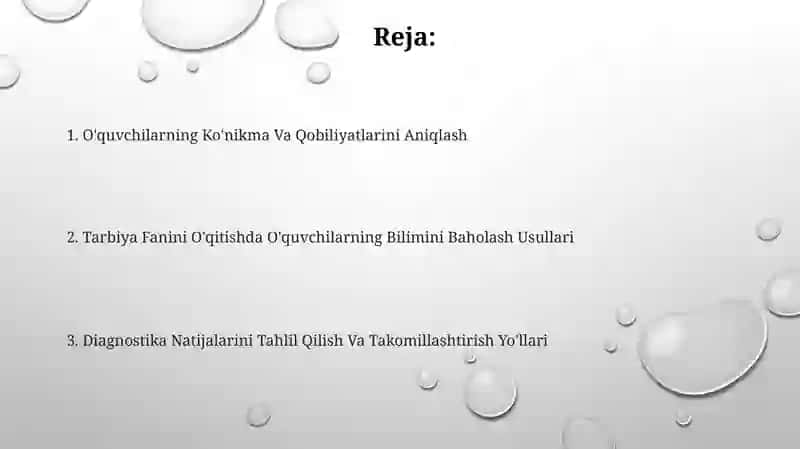 Tarbiya Fanini O'qitishda O'quvchilarning Bilimini Tashxis Etish 2