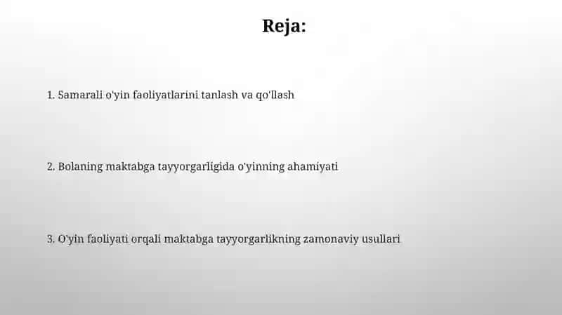 O'yin faoliyat orqali bolani maktabga tayyorlash muamosini hal qilishning zamonaviy usullari 2