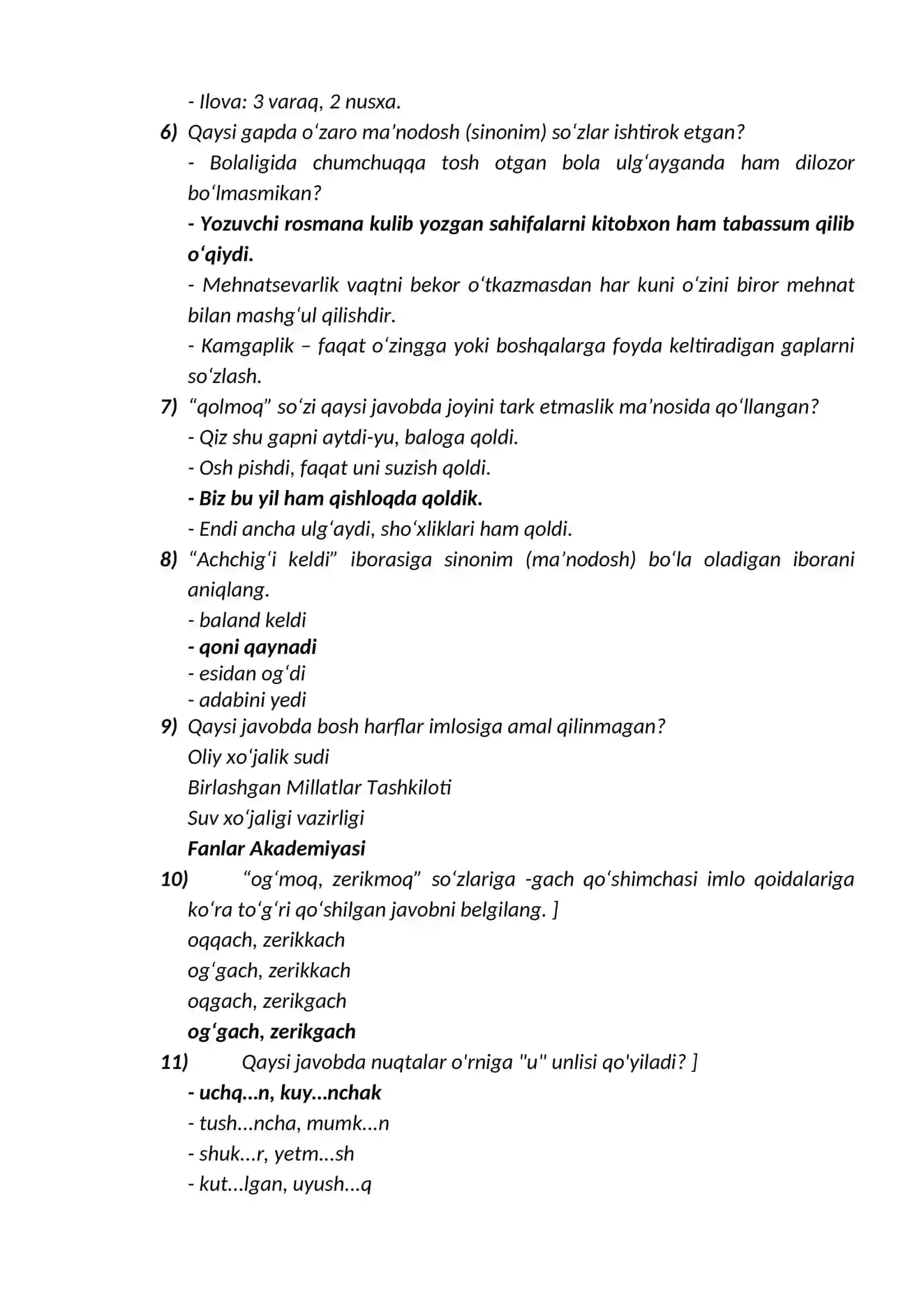 DAVLAT TILIDAN ARGOS JAVOBLARI 2