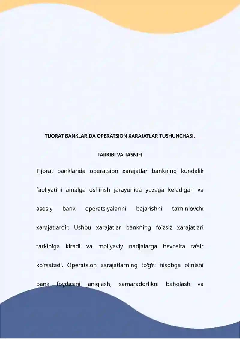 Tijorat banklarda operatsion harajatlarni hisobi va auditi 2