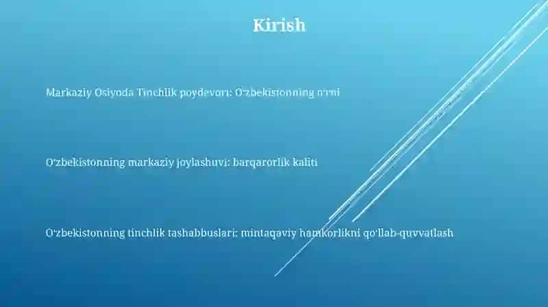 O'zbekistonning Markaziy Osiyoda Tinchlik Va Barqarorlikni Ta’minlashdagi O‘rni 2