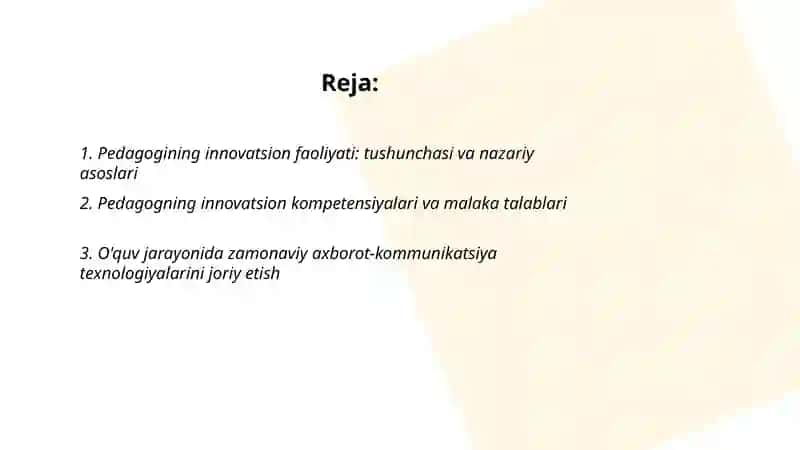 Pedagogining innovatsion faoliyati 2