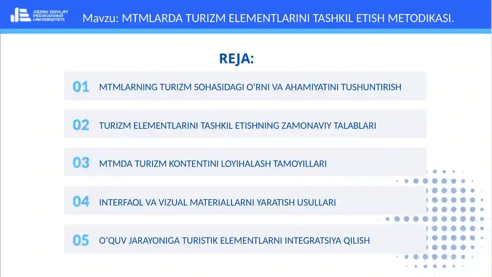 MTMLARDA TURIZM ELEMENTLARINI TASHKIL ETISH METODIKASI 2