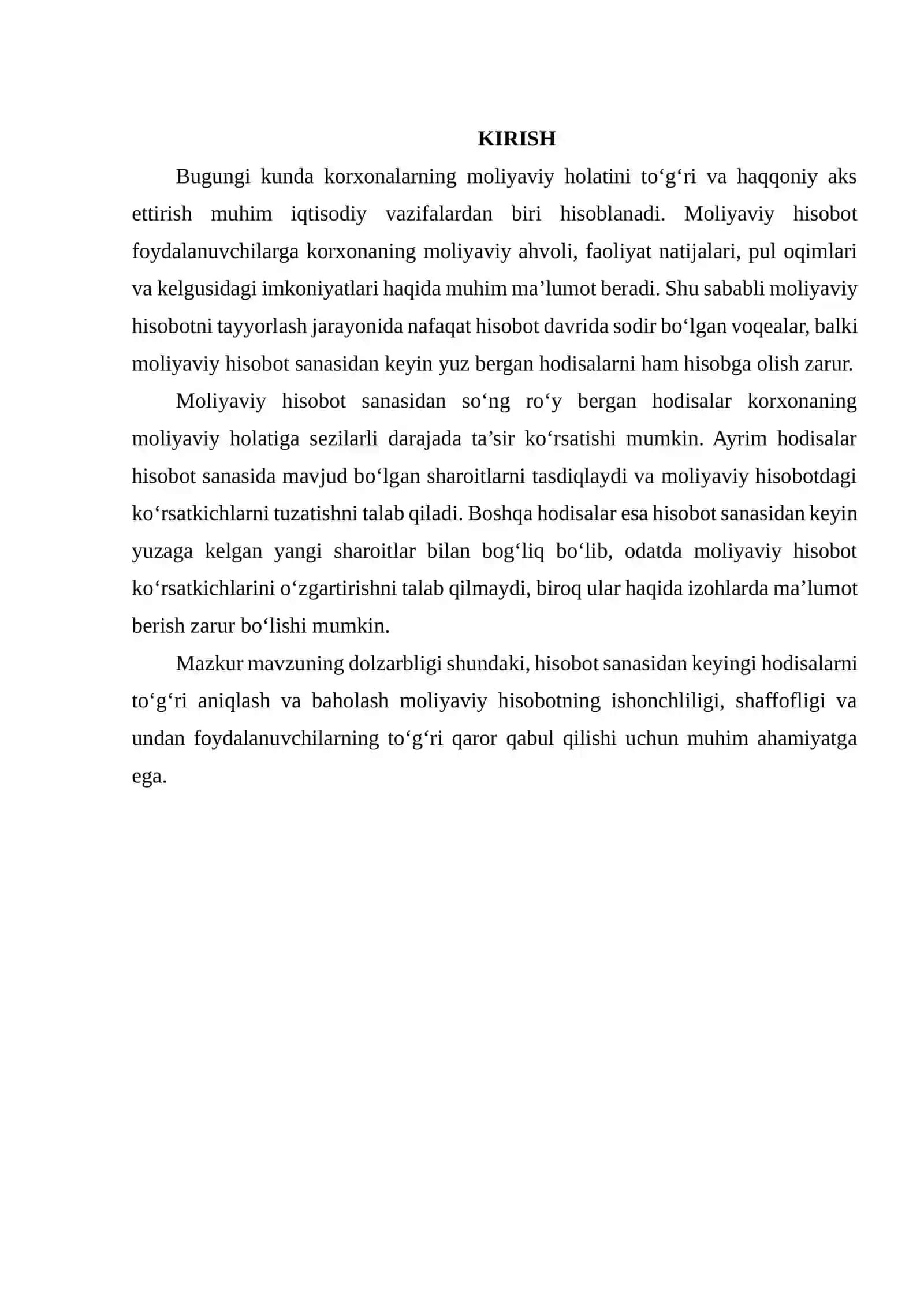 MOLIYAVIY HISOBOT SANASIDAN SO‘NG RO‘Y BERISHI MUMKIN BO‘LGAN HOLATLARNI BAHOLASH 2