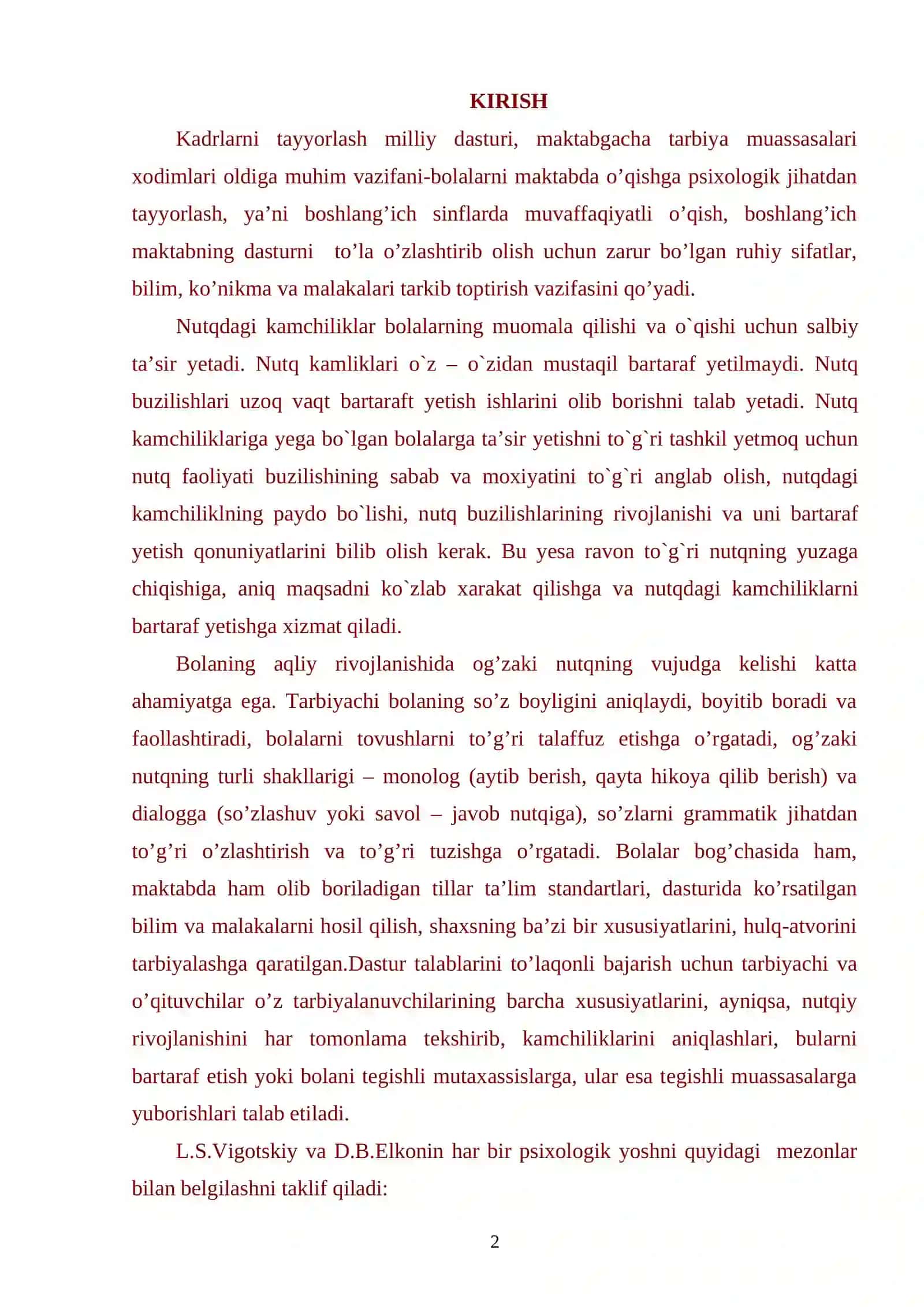 Nutq kamchiligiga ega bo’lgan bolalar nutqini rivojlantirishda logopedik tekshirishning ahamiyati 2