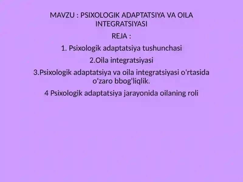 Psixologik Adaptatsiya va Oila Integratsiyasi 2