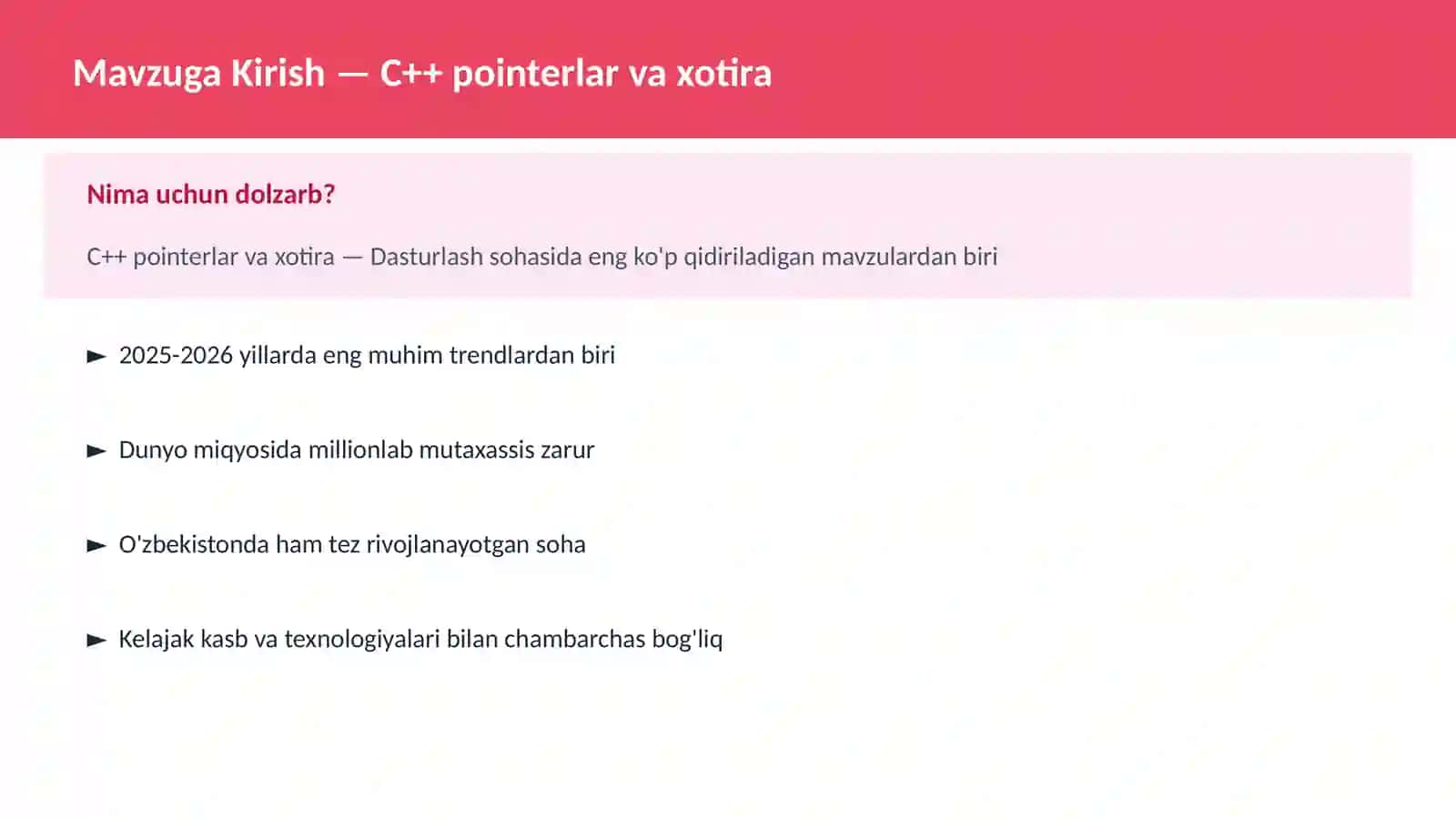 C++ VA TIZIM DASTURLASH 2
