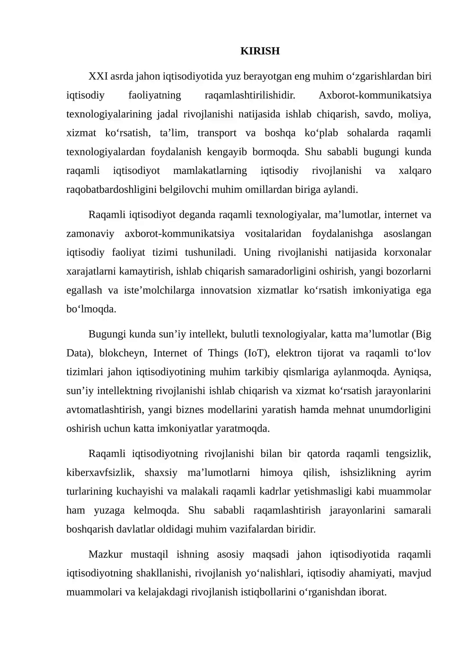 Jahon iqtisodiyotida raqamli iqtisodiyotning rivojlanish istiqbollarini o‘rganish 2