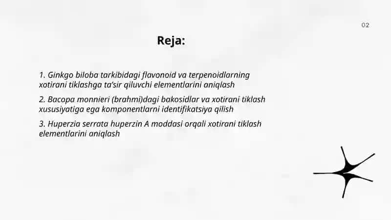 Xotirani tiklash xususiyatiga ega bòlgan elementlar saqlagan òsimliklarni aniqlash 2