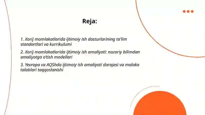 Xorij mamlakatlarida ijtimoiy ish amaliyoti darajasi va ta'lim 2