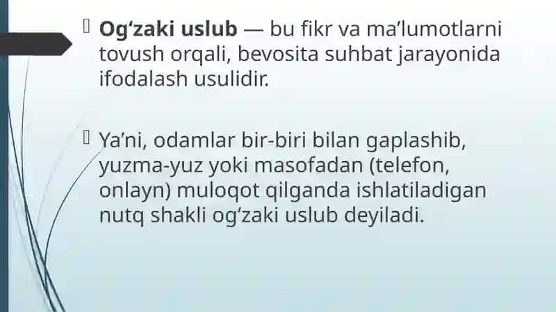 Og'zaki-yozma uslub va uning xususiyatlari 2